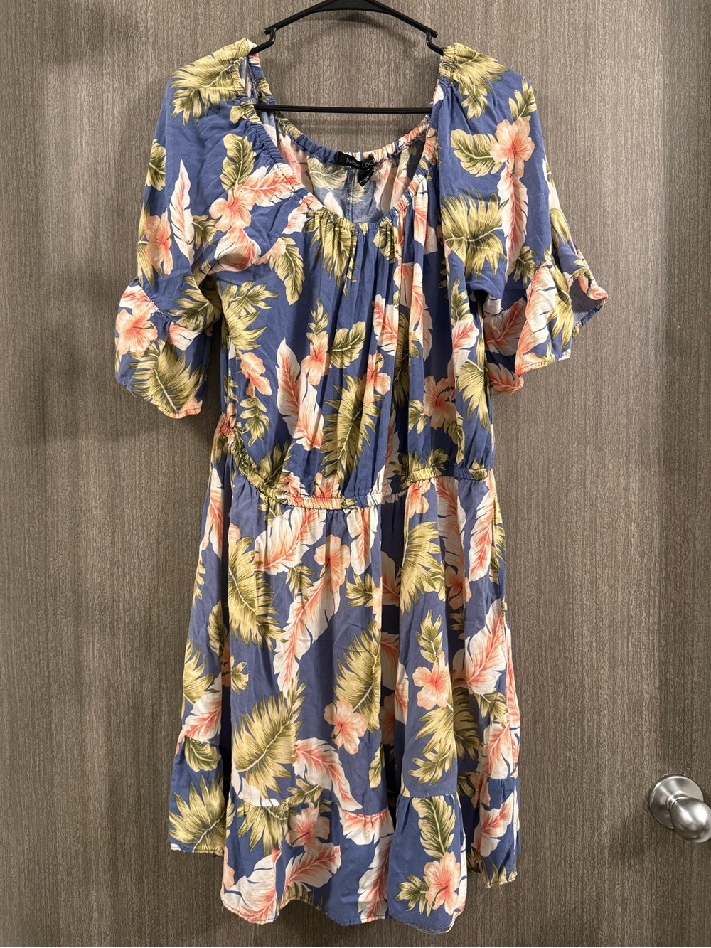 New Look Blue Tropical Floral Mini Dress